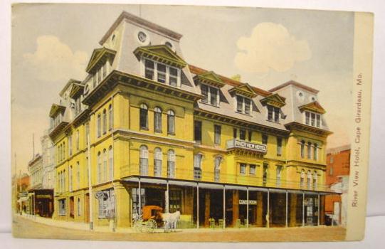 Riverview Hotel at the foot of Broadway across from the Frisco train station.