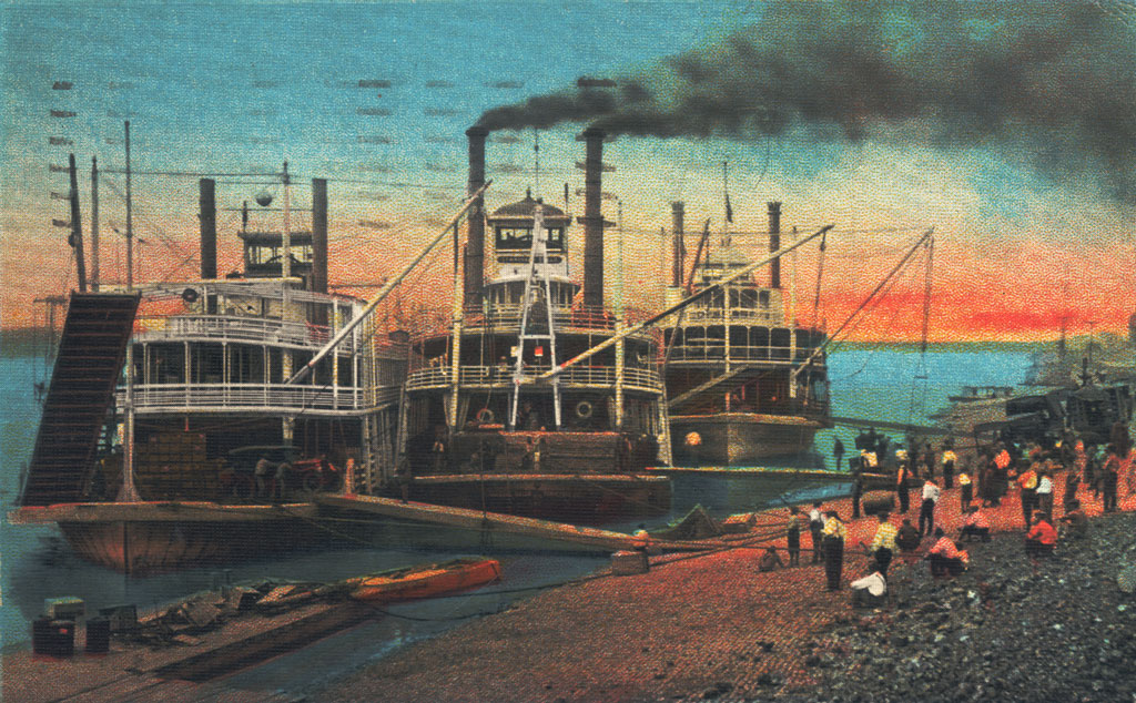 3 Steamers at the levee in Cape Girardeau.