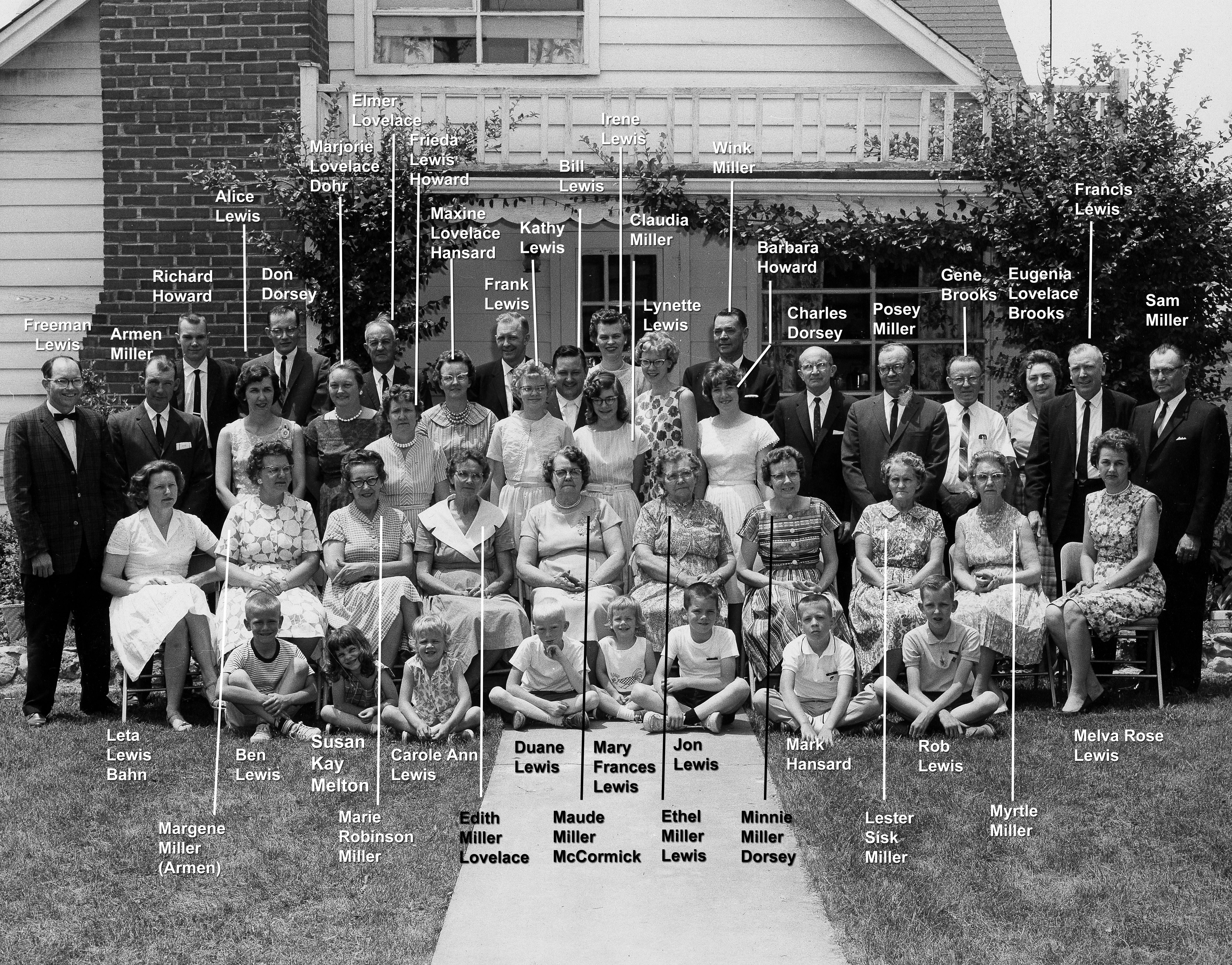 Miller Reunion at home of Ethel Milller Lewis, Cape Girardeau in 1963