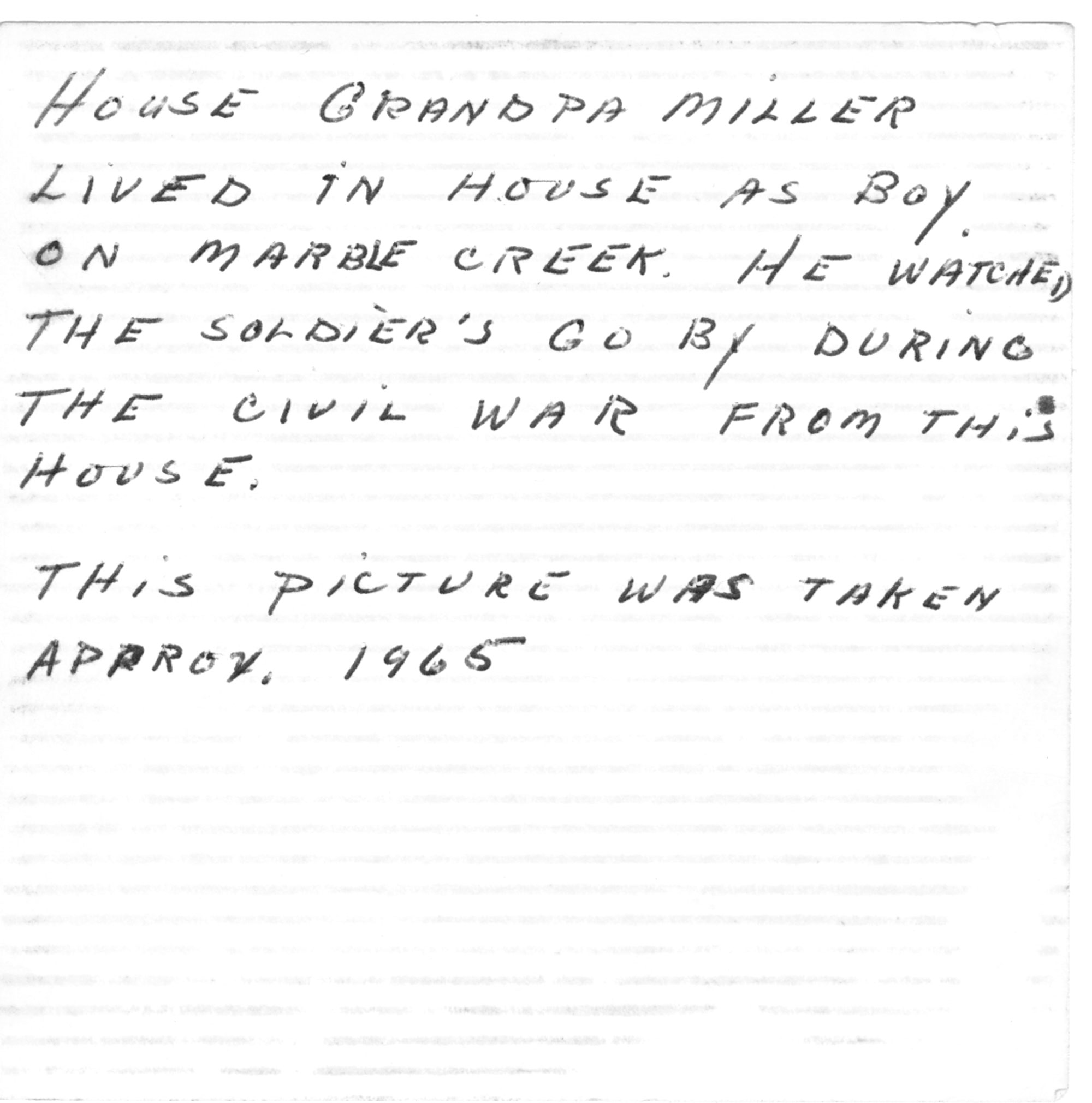 Back of photo of George W. Miller home