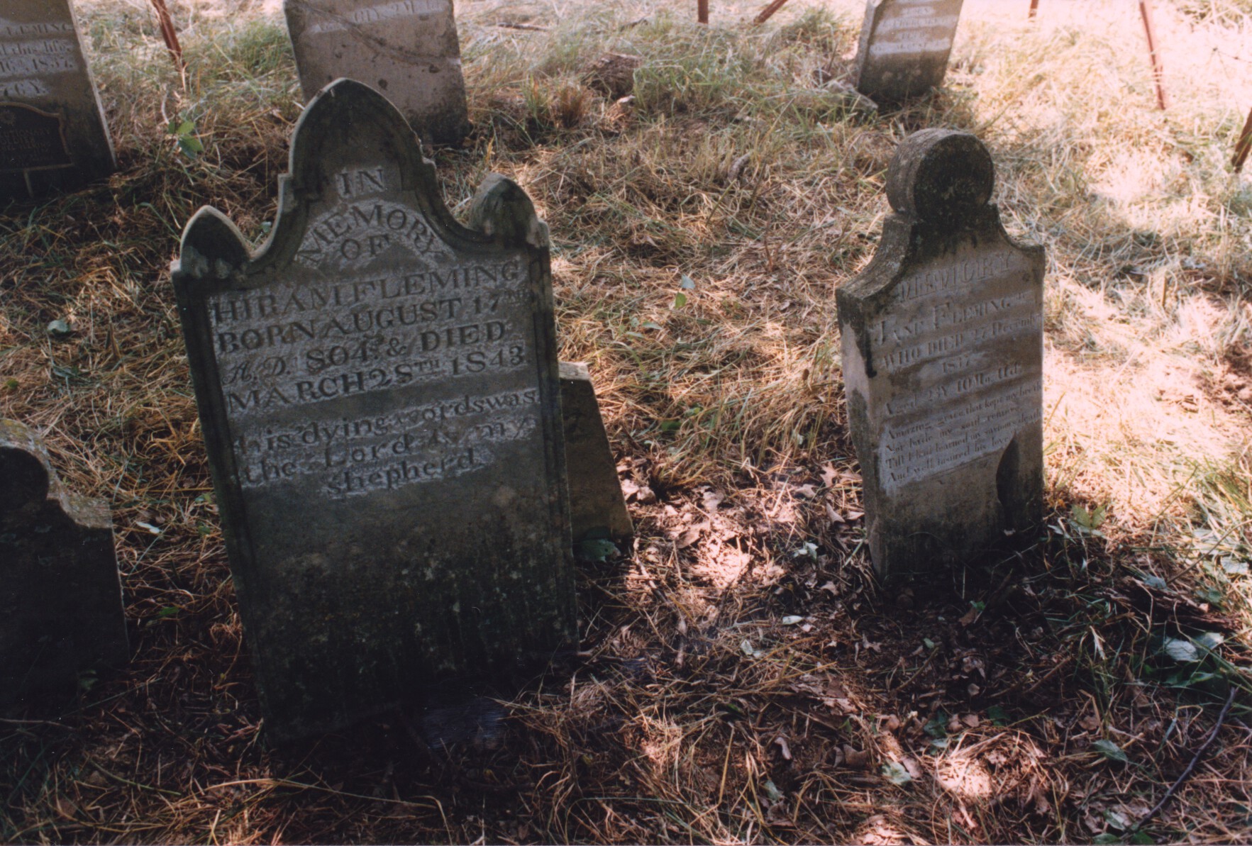  Markers for Hiram and wife Jane Stevenson Fleming 