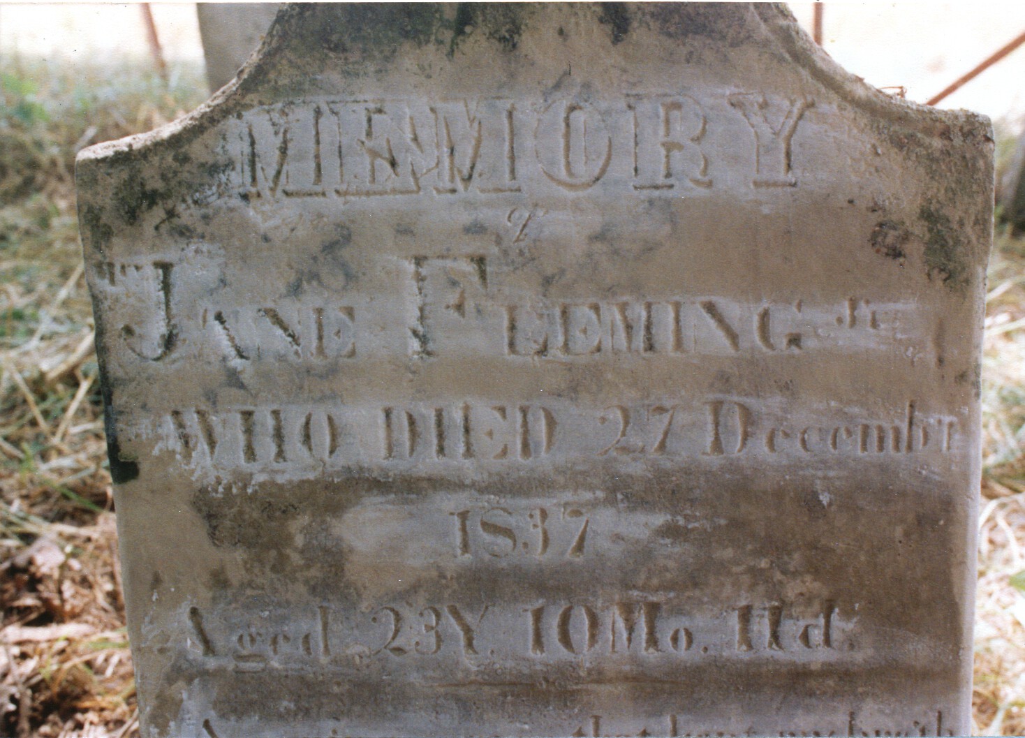  Jane Stevenson Fleming, 1st wife of Hiram.  She died 6 months after their marriage. 