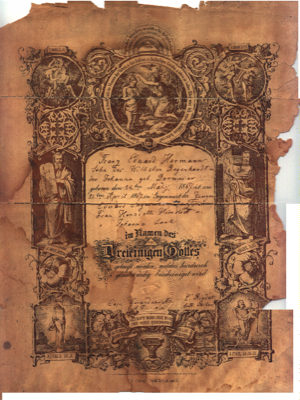  Edward Franz Regenhardt Baptism Certificate 21 Apr 1867 