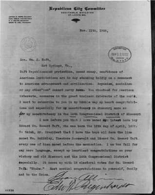  Letter to Taft 