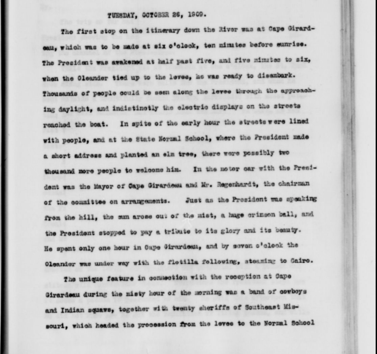  Diary Enrty of President's stop in Cape Girardeau 1 of 2 