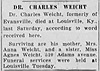 Dr Charles Weight Obit Evansville  Courier and Press 4 Apr 1941 pg 18 col 6