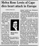 Melva Rose Lewis Death Announcment SE Missourian 2 May 2002 pg 5B