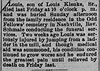 Louis Klenke Jr Death Nashville Journal (Illinois) 2 Nov 1894 pg 2 col 5