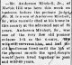 Anderson Mitchell Obit The Missouri Cash-Book (Jackson, MO) 16 Apr 1891 pg 3 col 3