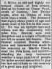 John J. W. Miller Obit Iron County Register 14 Mar 1912 pg 5 col 3