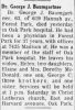 George J. Baumgartner Obit Chicago Tribune 26 Jan 1961 pg 14