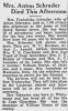 Fredericka Schrader nee Renne Obit SE Missouria 8 Sep 1919 pg 5