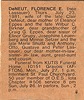 Florence DeNeut nee Lassauer Obit 25 Jul 1981 pg 8 (8A) col 1