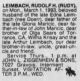 Rudolph Leimbach Jr Obit STL Post Dispatch 3 Mar 1993 pg 22 (4C)