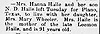 Hanna Haile and son N D Haile move to Plano, Texas - The Missori Cash-Book 17 Dec 1896 pg 3 col 1