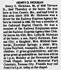 Henry O Hickman Obit - The Kannsas city Star 6 Mar 1983 pg 7 col 2