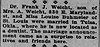 Frank J Weicht married Louise Buhmeier Evansville Press 25 Apr 1919 pg 3 col 3