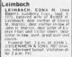 Leimbach, Edna Obit STL Post Dispatch 12 Sep 1975 pg 18