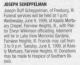 Joseph Scheppelman Funeral Notice - Belleville News-Democrat 8 Jun 1999 pg 8 col 5