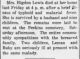 Mrs Higdon Lewis Death announcement Poplar Bluff Republican 15 Aig 1918 pg 2
