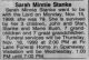 Sarah Minnie Stanke nee Freemire - The News Tribune (Wacoma) 17 Nov 1999 pg 26 col 4