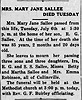 Mary Jane Sallee nee Griffith Obit - The Collinnville News - 9 Jul 1936 Thurs, Pg 1 col 2