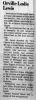 Orville Leslie Lewis Obit The Mountain Echo (Annapolis, MO) 20 Feb 1985 pg 4 col 3
