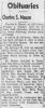 Charles S Mason Obit - The Chico Enterprise-Record 4 Jun 1959 Pg 4 col 3