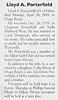 Lloyd A. Porterfield Obit The Advertiser 23 Apr 2009 pg 4 col 1