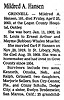 Mildred Hansen nee Mueller Obit - The Hays Daily News 27 Apr 2003 pg 2 col 4