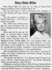 Mary Helen Miller Obit- Wayne County Journal-Banner 6 Nov 2008 pg 9 col 3 Mary Helen Miller Obit- Wayne County Journal-Banner 6 Nov 2008 pg 9 col 3