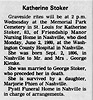 Katherine Stoker nee Klenke Obit Southern Illinoisan 3 Jun 1980 pg 21 col 3