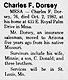 Charles Dorsey Obit - The Arizona Republic Mon 4 Oct 1982 pg 55 (D2)