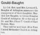 Gould-Baughn Wedding Announcement Ft. Worth Star-Telegram 25 Aug 1985 pg 14C