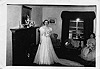 Leta Lewis Bahn and former roommate - in parent's living room 18 June 1949