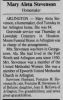 Mary Aleta Stevenson nee Malone Obit Fort Worth Star-Telegram 12 Jun 1989 pg 13