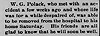 W.G. Plack home from hospital - The Cape Girardeau Democrat 9 Jun 1906 pg 5 col 1