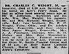 Dr Charles C Weight Obit - The Courier Journal (Louisville, KY) 30 Mar 1941 pg 16 col 4