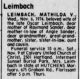 Leimbach, Mathilda OBIT STL Post -Dispatch 7 Nov 1974