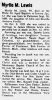 Myrtle Lews nee Fowler Obit - Wayne County Journa -Banner 19 Jan 1984 pg 5 col 4 Myrtle Lews nee Fowler Obit - Wayne County Journa -Banner 19 Jan 1984 pg 5 col 4