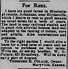 Theodore Polack farmland for rent The Cape Girardeau Democrate 10 Aug 1907 pg 6 col 3