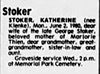 Katherine Stoker nee Klenke Obit STL Post Dispatch 3 Jun 1980 pg 10C (34) col 3