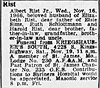 Rist, Albert Jr Obit - STL Post-Dispatch 18 Nov 1966 pg 34(2D) col 4