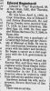 Edward Taft Regenhardt obituary SE Missourian 27 Aug 1996 page 4B col 3